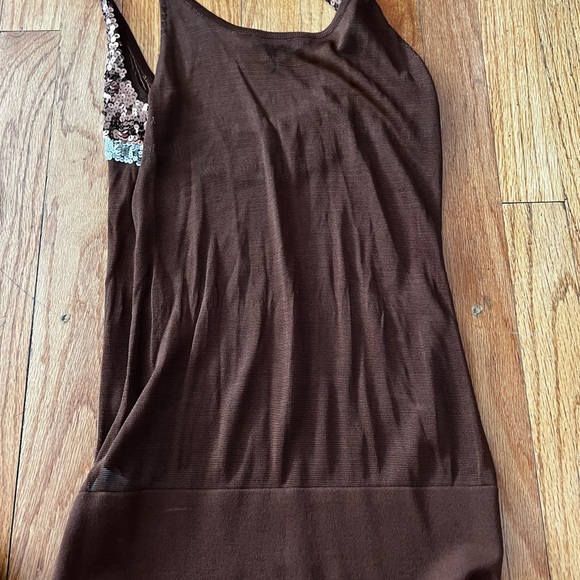 Bebe women’s semi sheer tank with sequined accents brown size XS NWOT - Picture 4 of 6